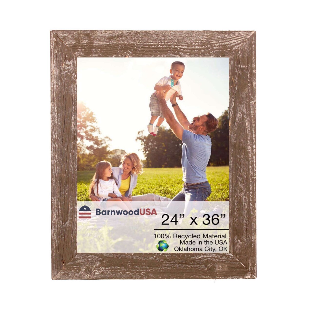 Rustic Farmhouse 24 in. x 36 in. Reclaimed Wood Picture Frame
